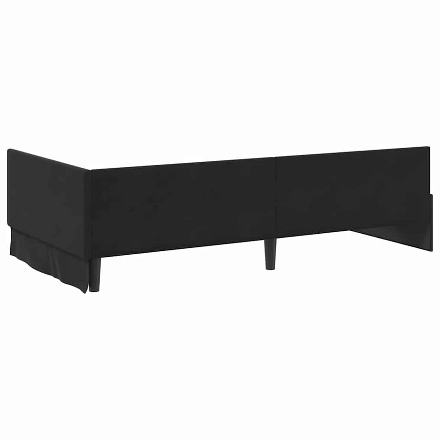 Corner Bed Frame Black 90 x 190 cm Velvet