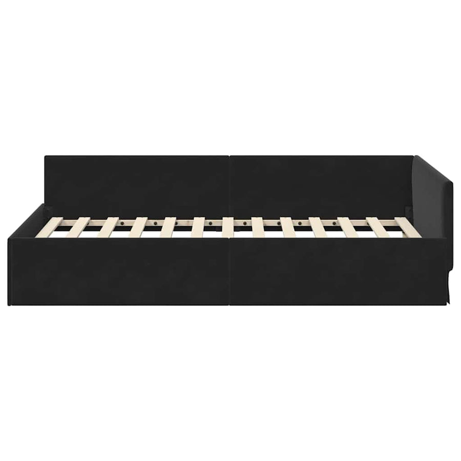 Corner Bed Frame Black 90 x 190 cm Velvet