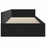 Corner Bed Frame with Headboard Black 90 cm x 190 cm Velvet - Rear View