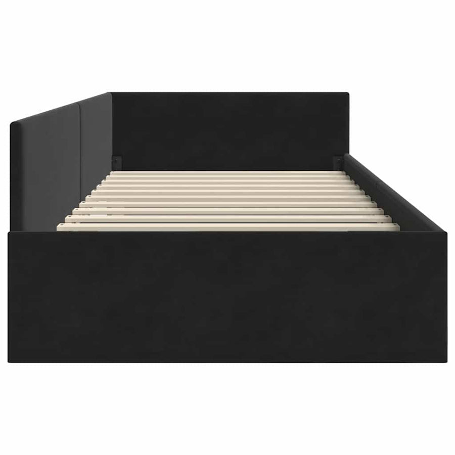 Corner Bed Frame Black 90 x 190 cm Velvet