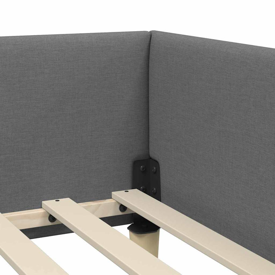 Corner Bed Frame Dark Grey 90 x 190 cm Fabric
