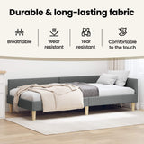 Corner Bed Frame with Headboard Dark Grey 90 x 190 cm Fabric - Extra Image
