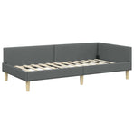 Corner Bed Frame with Headboard Dark Grey 90 x 190 cm Fabric