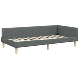 Corner Bed Frame with Headboard Dark Grey 90 x 190 cm Fabric - Top-Down View