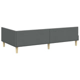 Corner Bed Frame with Headboard Dark Grey 90 x 190 cm Fabric - Close-Up Angle