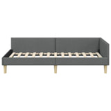 Corner Bed Frame with Headboard Dark Grey 90 x 190 cm Fabric