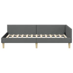 Corner Bed Frame with Headboard Dark Grey 90 x 190 cm Fabric