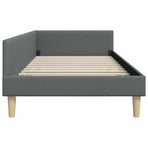 Corner Bed Frame with Headboard Dark Grey 90 x 190 cm Fabric