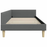 Corner Bed Frame with Headboard Dark Grey 90 x 190 cm Fabric - Rear View