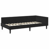 Corner Bed Frame Black 90 cm x 190 cm VelvetandPlywood - Top-Down View