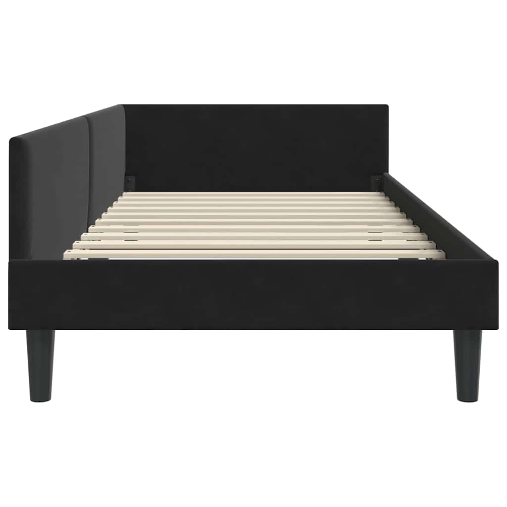 Corner Bed Frame Black 90 cm x 190 cm VelvetandPlywood