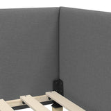 Corner Bed Frame Other with Headboard Dark grey 90 x 190 cm - Low Angle