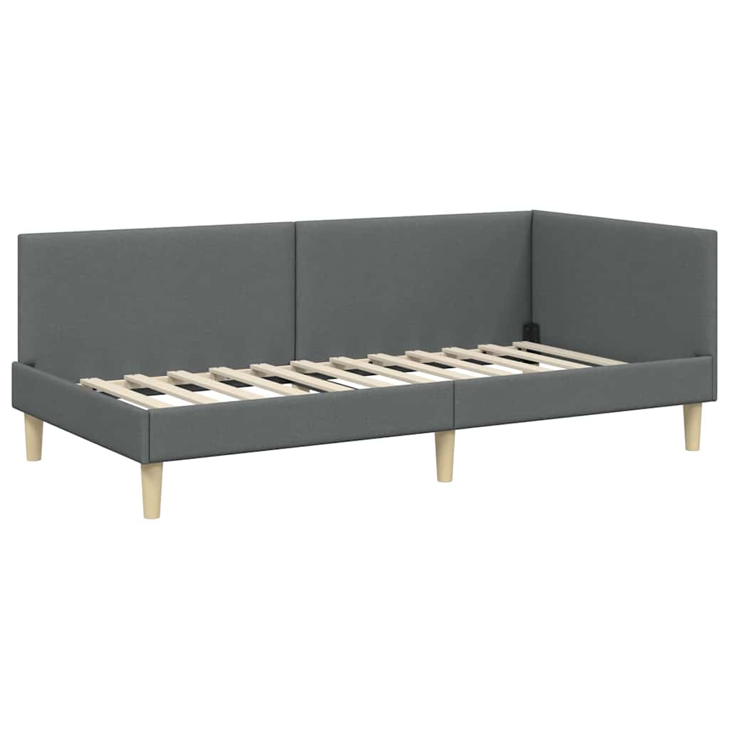 Corner Bed Frame Other with Headboard Dark grey 90 x 190 cm