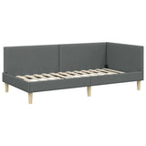 Corner Bed Frame Other with Headboard Dark grey 90 x 190 cm - Front View