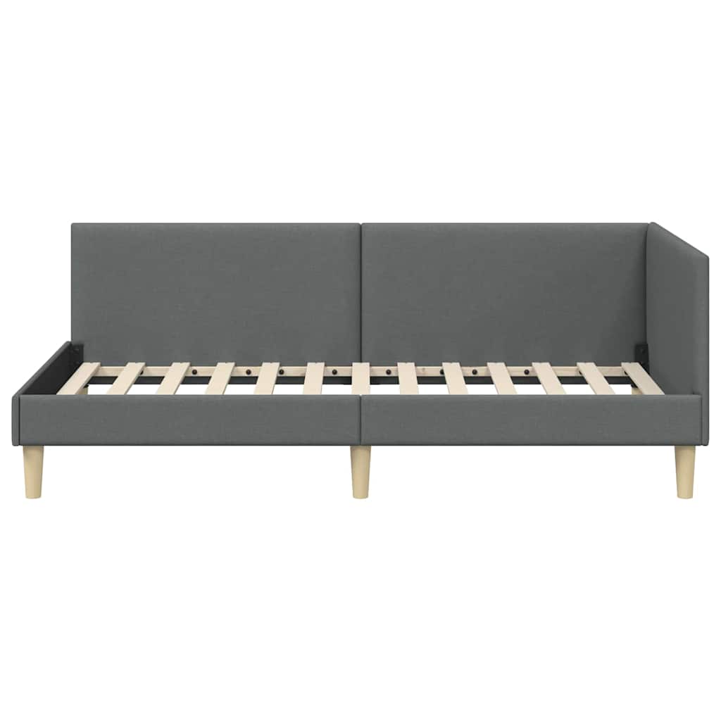 Corner Bed Frame Other with Headboard Dark grey 90 x 190 cm