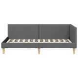 Corner Bed Frame Other with Headboard Dark grey 90 x 190 cm - 45-Degree Angle