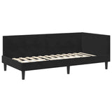 Corner Bed Frame with Headboard Black 90 cm x 190 cm Velvet - Top-Down View