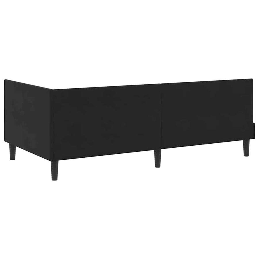 Corner Bed Frame Black 90 x 190 cm Velvet