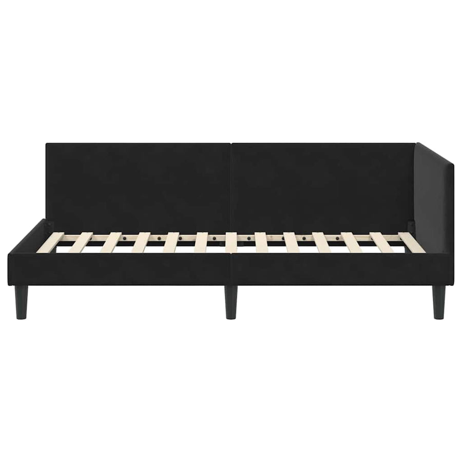 Corner Bed Frame Black 90 x 190 cm Velvet
