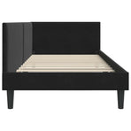 Corner Bed Frame Black 90 x 190 cm Velvet
