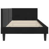Corner Bed Frame with Headboard Black 90 cm x 190 cm Velvet - Rear View