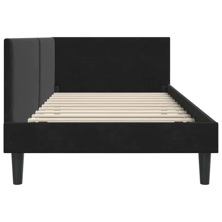 Corner Bed Frame Black 90 x 190 cm Velvet