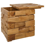 Storage Stool Brown 40 x 40 x 45 cm Solid Teak Wood - Side View