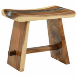 Shower Stool Natural 50 x 30 x 44 cm Solid Suar Wood - Front View