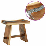 Shower Stool Natural 50 x 30 x 44 cm Solid Suar Wood - Side View
