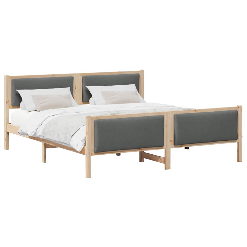 Bed Frame with Headboard Dark Grey 180 x 200 cm Fabric