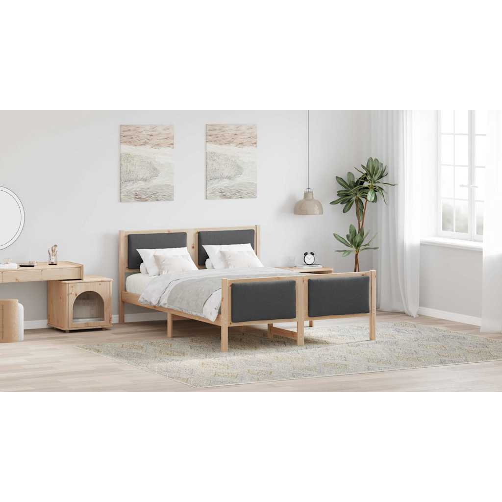 Bed Frame with Headboard Dark Grey 150 x 200 cm Fabric