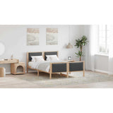 Bed Frame with Headboard Dark Grey 150 x 200 cm Fabric - Low Angle