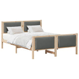 Bed Frame with Headboard Dark Grey 150 x 200 cm Fabric - Side View