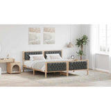 Bed Frame with Headboard Dark Grey 180 x 200 cm Solid Pine Wood - Low Angle