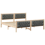Bed Frame with Headboard Dark Grey 180 x 200 cm Solid Pine Wood - Front View