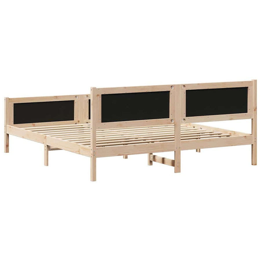 Bed Frame with Headboard Dark Grey 180 x 200 cm Solid Pine Wood