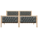 Bed Frame with Headboard Dark Grey 180 x 200 cm Solid Pine Wood - 45-Degree Angle