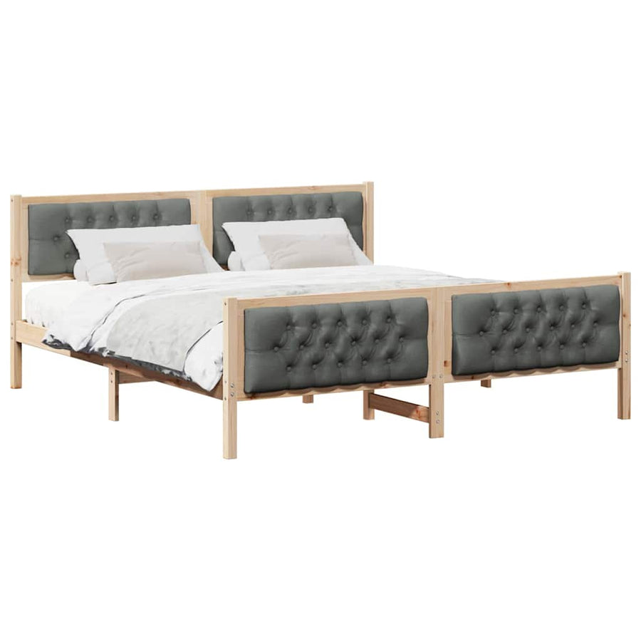 Bed Frame with Headboard Dark Grey 180 x 200 cm Solid Pine Wood