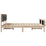 Bed Frame with Headboard Dark Grey 150 x 200 cm Solid Pine Wood - Rear View