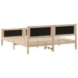 Bed frame Brown and dark grey 180 x 200 cm Solid pine wood - Close-Up Angle