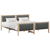 Bed frame Brown and dark grey 180 x 200 cm Solid pine wood