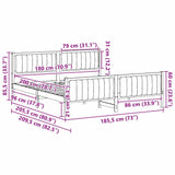 Bed frame Brown and dark grey 180 x 200 cm Solid pine wood - Extra Image