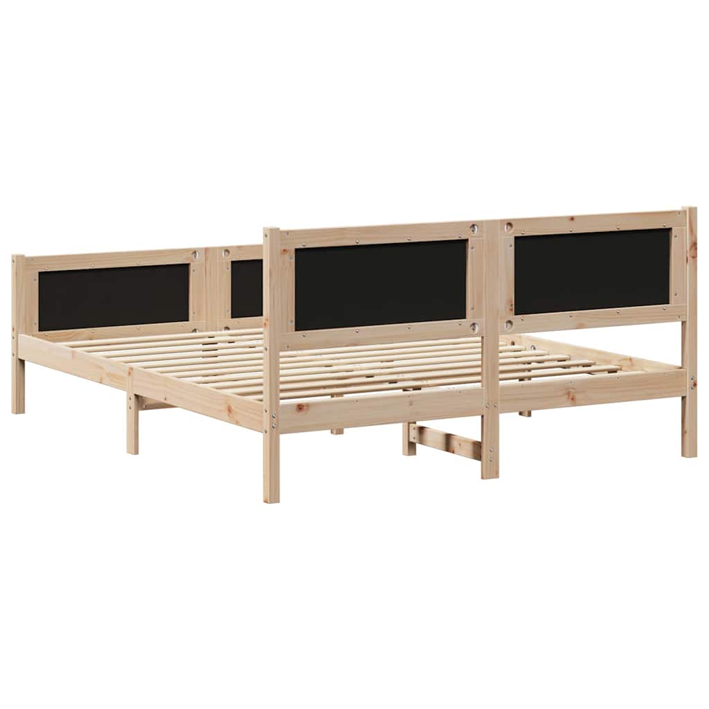 Bed frame Brown and dark grey 150 x 200 cm Solid pine wood