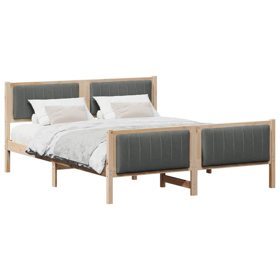 Bed frame Brown and dark grey 150 x 200 cm Solid pine wood