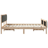 Bed frame Brown and dark grey 150 x 200 cm Solid pine wood - Rear View
