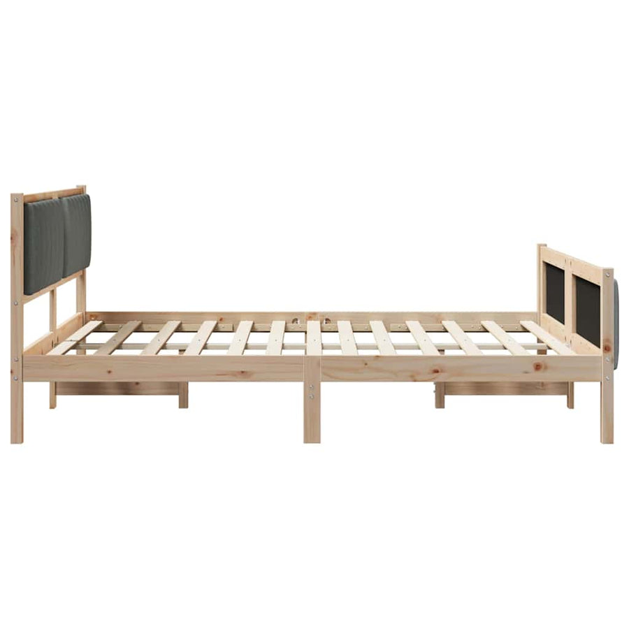 Bed frame Brown and dark grey 150 x 200 cm Solid pine wood