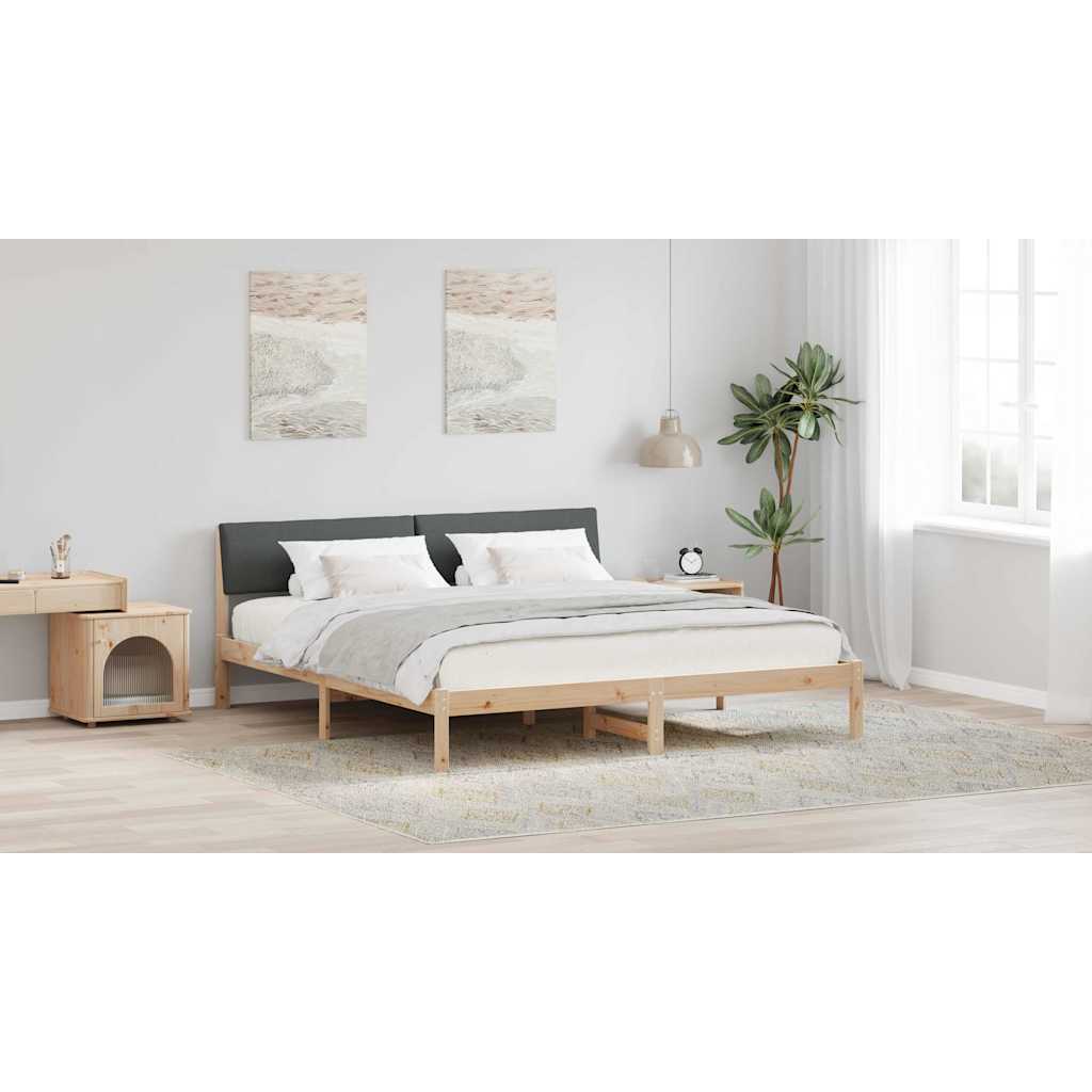 Bed frame Brown and dark grey 180 x 200 cm Solid pine wood