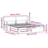 Bed frame Brown and dark grey 180 x 200 cm Solid pine wood - Extra Image