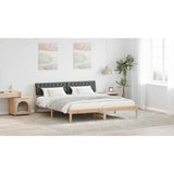 Bed frame Brown and dark grey 180 x 200 cm Solid pine wood - Low Angle
