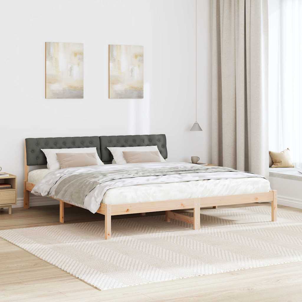 Bed frame Brown and dark grey 180 x 200 cm Solid pine wood